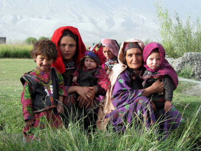 Wakhi women and children in the Wakhan Corridor, Afghanistan