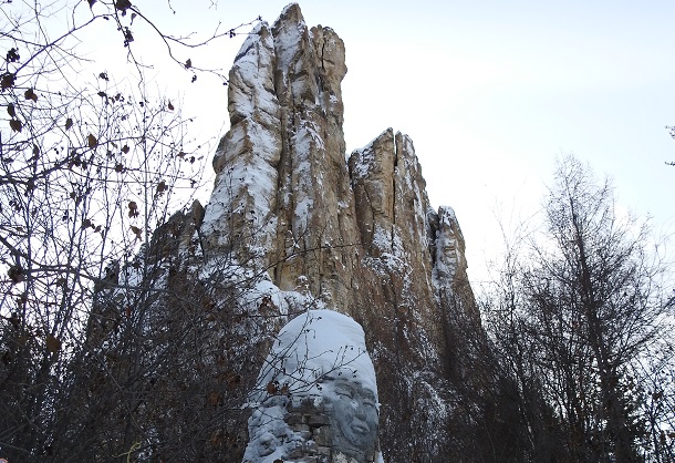 Sacred shamanic site at the Lena Pillars, Yakutia